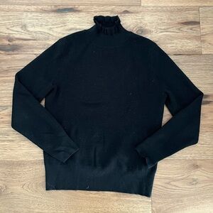 J. Crew Black Ruffle Neck Sweater